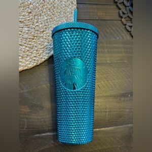 Starbucks Teal Blue Studded metallic Tumbler